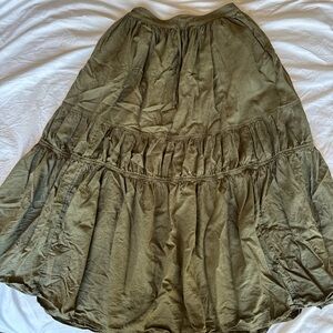 Caslon Khaki Tiered Midi Skirt